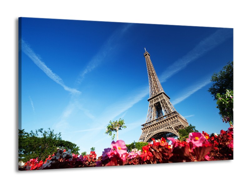 Glasschilderij Parijs, Eiffeltoren | Blauw, Rood, Groen | 140x90cm 1Luik