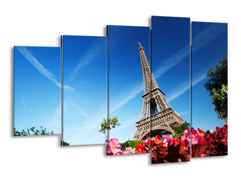 Glasschilderij Parijs, Eiffeltoren | Blauw, Rood, Groen | 150x100cm 5Luik