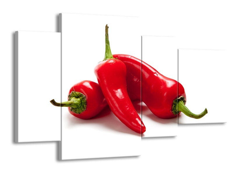 Glasschilderij Paprika, Keuken | Wit, Rood | 120x75cm 4Luik