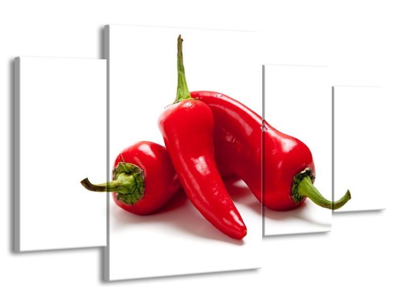 Glasschilderij Paprika, Keuken | Wit, Rood | 160x90cm 4Luik