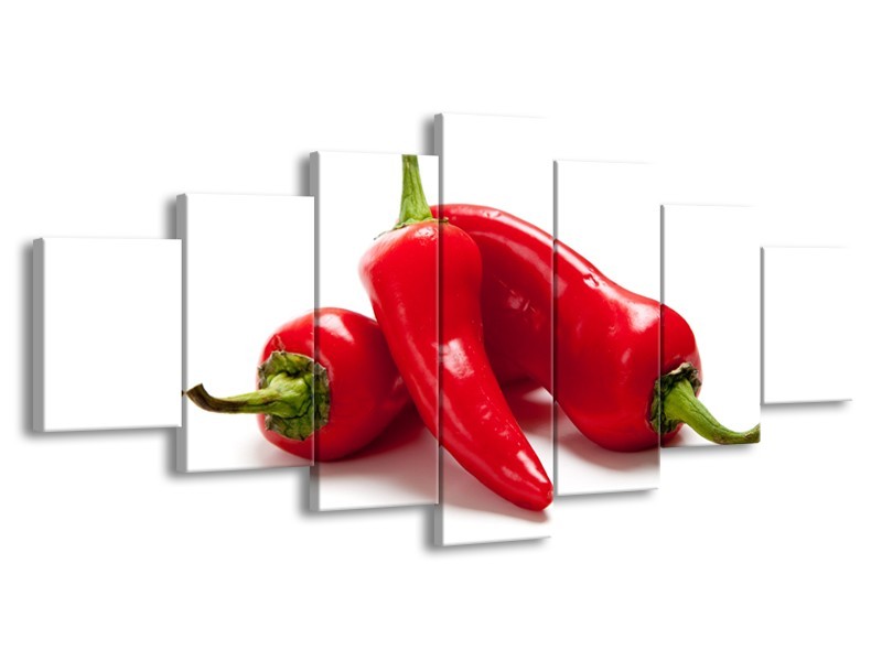 Glasschilderij Paprika, Keuken | Wit, Rood | 210x100cm 7Luik