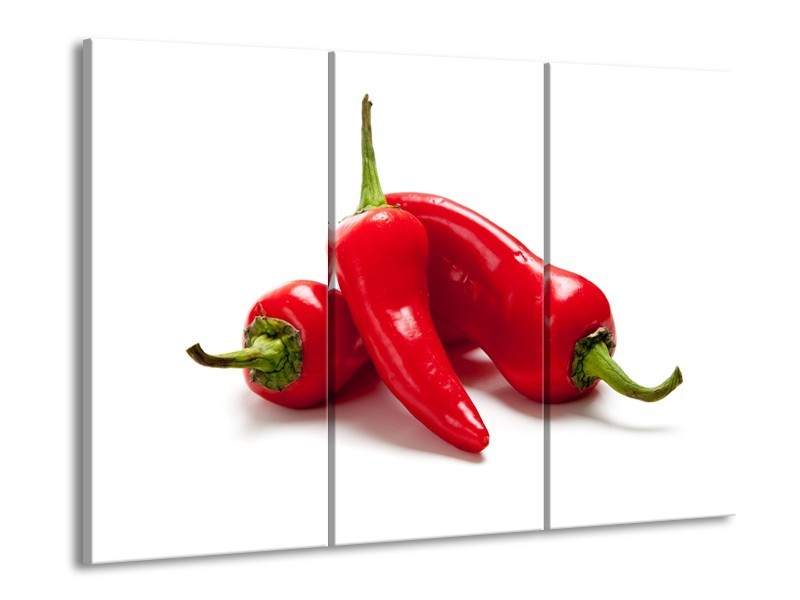 Glasschilderij Paprika, Keuken | Wit, Rood | 60x90cm 3Luik