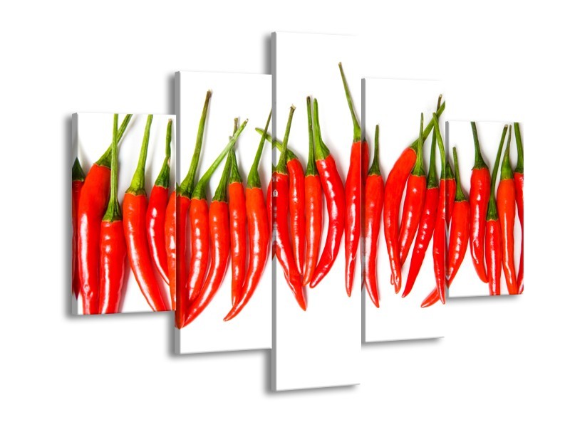 Glasschilderij Paprika, Keuken | Wit, Rood, Groen | 150x105cm 5Luik