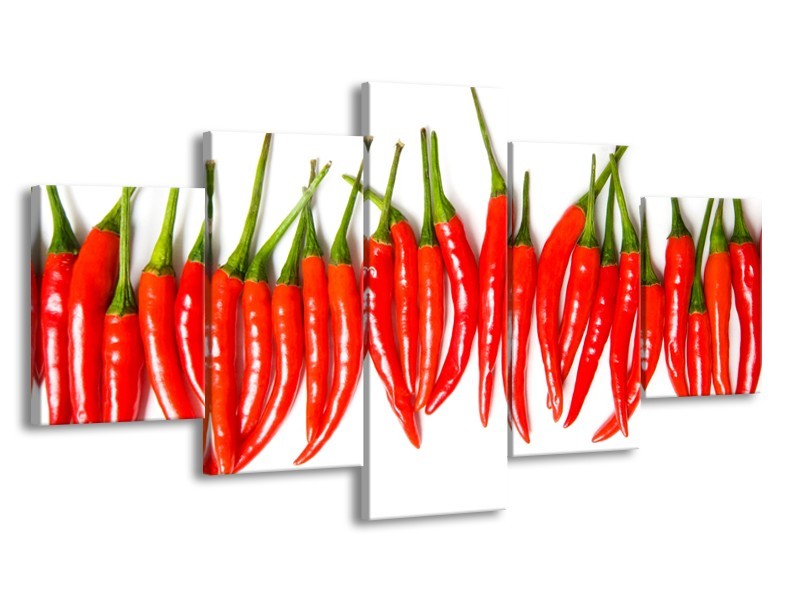 Glasschilderij Paprika, Keuken | Wit, Rood, Groen | 150x80cm 5Luik