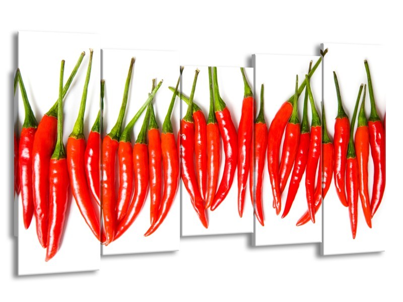 Glasschilderij Paprika, Keuken | Wit, Rood, Groen | 150x80cm 5Luik