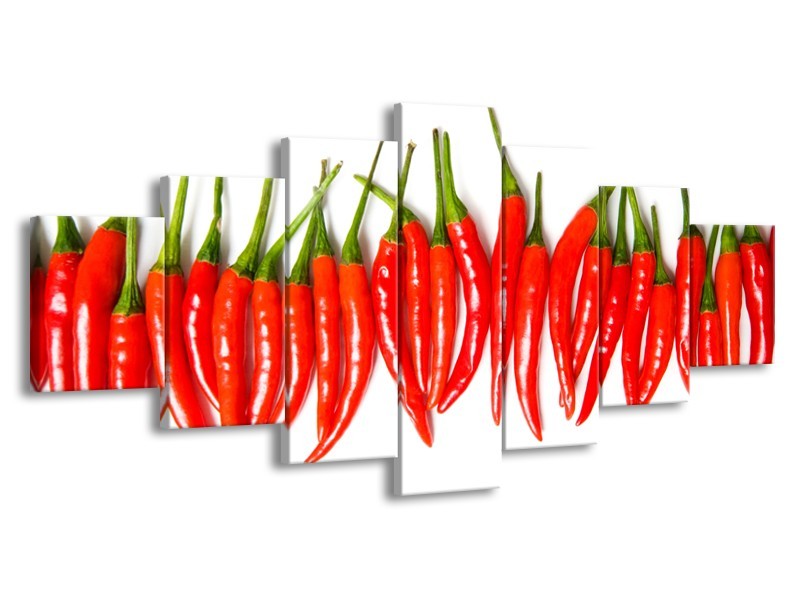 Glasschilderij Paprika, Keuken | Wit, Rood, Groen | 210x100cm 7Luik