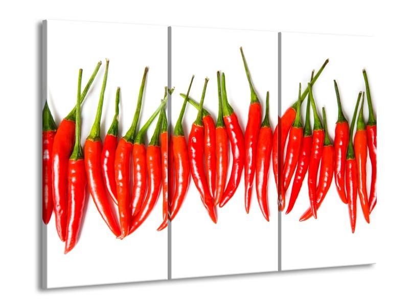 Glasschilderij Paprika, Keuken | Wit, Rood, Groen | 60x90cm 3Luik