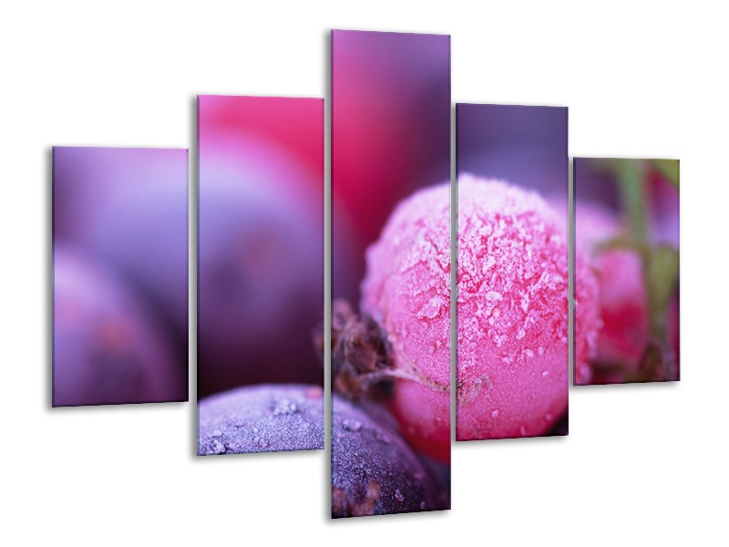 Canvas Schilderij Fruit, Keuken | Paars, Roze | 100x70cm 5Luik