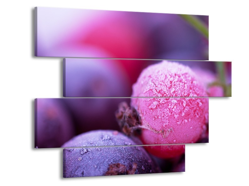 Canvas Schilderij Fruit, Keuken | Paars, Roze | 115x85cm 4Luik
