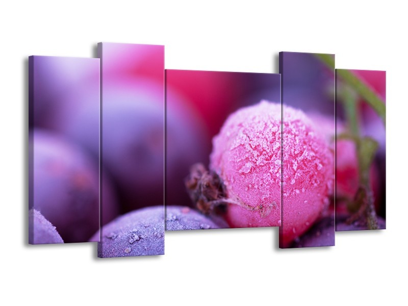 Canvas Schilderij Fruit, Keuken | Paars, Roze | 120x65cm 5Luik