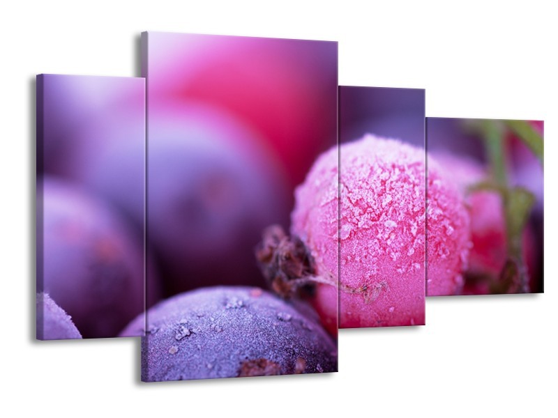 Canvas Schilderij Fruit, Keuken | Paars, Roze | 120x75cm 4Luik