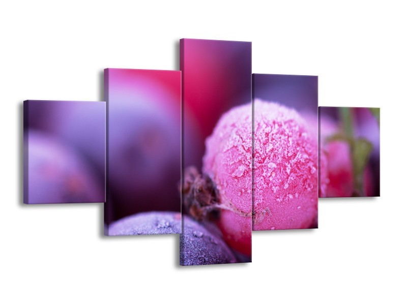 Canvas Schilderij Fruit, Keuken | Paars, Roze | 125x70cm 5Luik