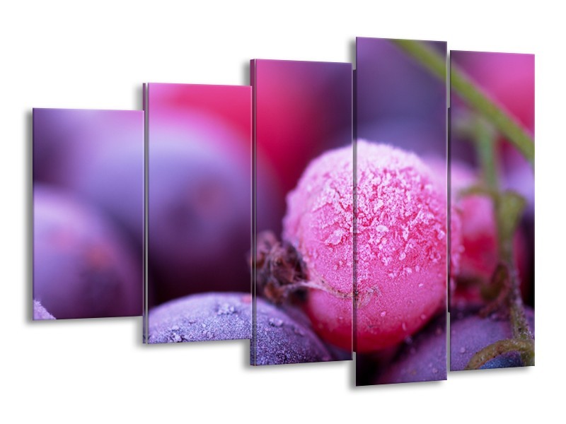 Canvas Schilderij Fruit, Keuken | Paars, Roze | 150x100cm 5Luik