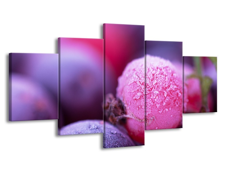 Canvas Schilderij Fruit, Keuken | Paars, Roze | 150x80cm 5Luik