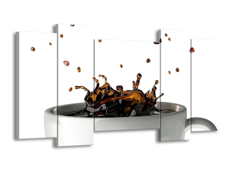 Glasschilderij Koffie, Keuken | Wit, Bruin | 120x65cm 5Luik