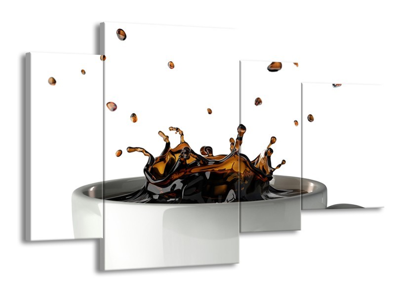 Glasschilderij Koffie, Keuken | Wit, Bruin | 120x75cm 4Luik