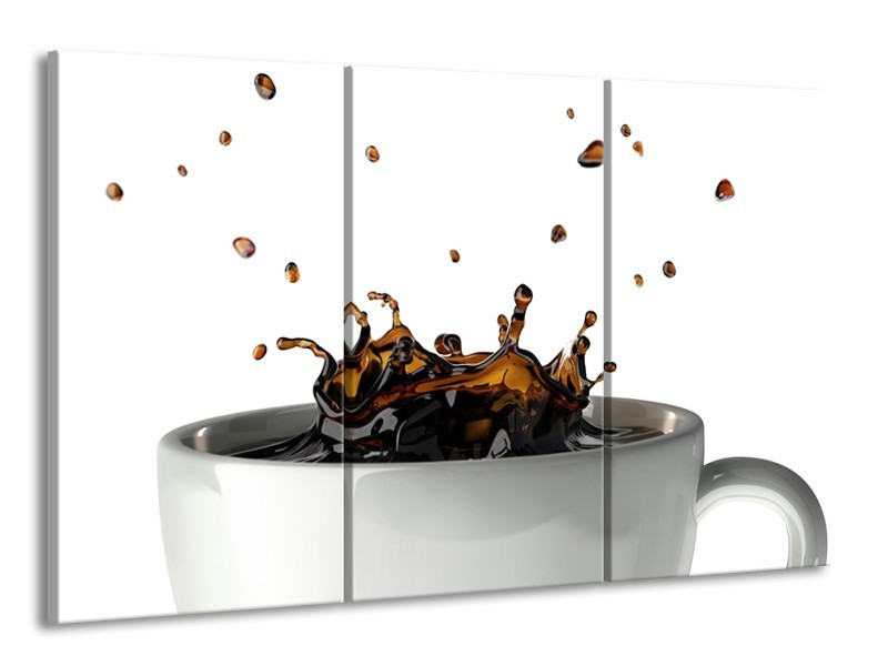 Glasschilderij Koffie, Keuken | Wit, Bruin | 165x100cm 3Luik