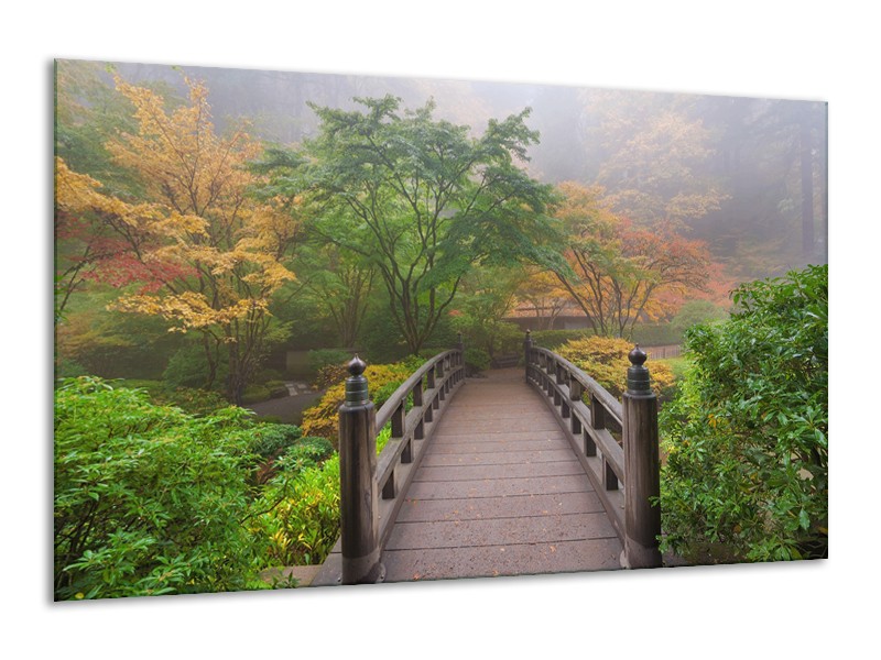 Canvas Schilderij Natuur, Brug | Groen, Bruin, Grijs | 120x70cm 1Luik