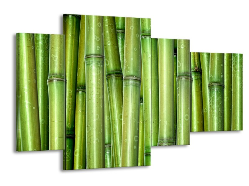 Canvas Schilderij Bamboe, Natuur | Groen | 120x75cm 4Luik