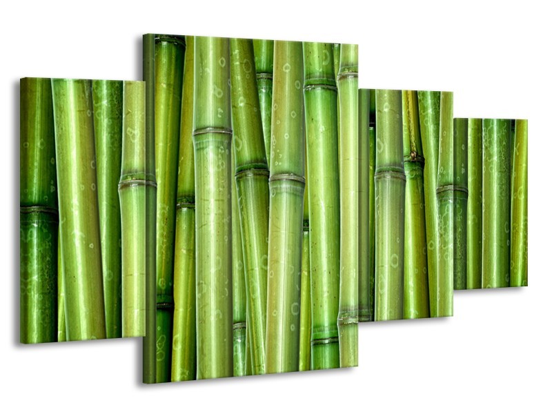 Canvas Schilderij Bamboe, Natuur | Groen | 160x90cm 4Luik