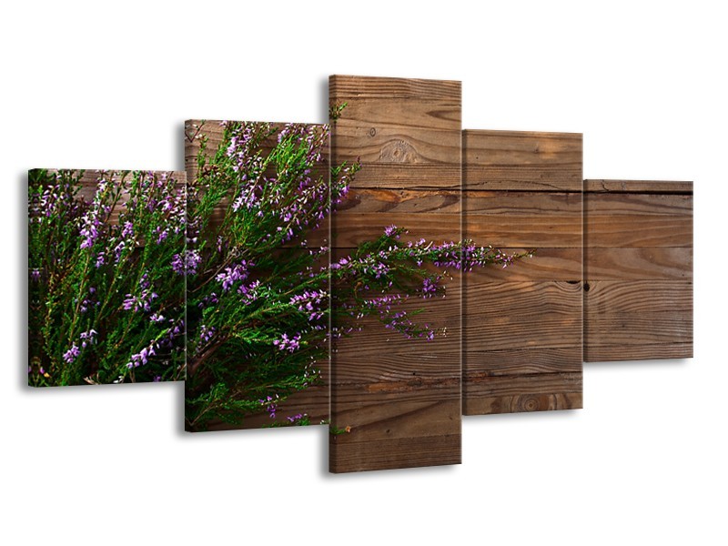 Glasschilderij Lavendel, Landelijk | Bruin, Paars, Groen | 150x80cm 5Luik