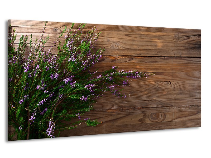 Canvas Schilderij Lavendel, Landelijk | Bruin, Paars, Groen | 170x90cm 1Luik