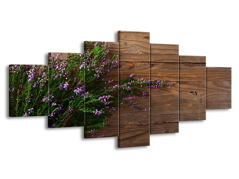 Glasschilderij Lavendel, Landelijk | Bruin, Paars, Groen | 210x100cm 7Luik