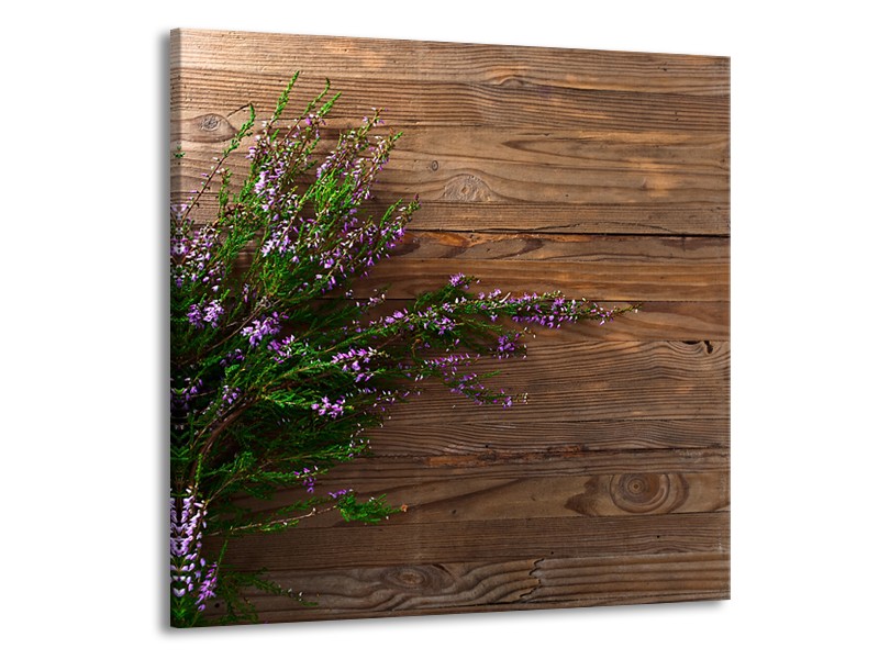 Glasschilderij Lavendel, Landelijk | Bruin, Paars, Groen | 70x70cm 1Luik