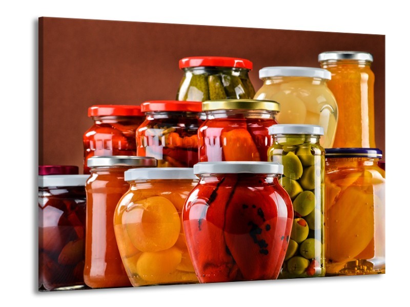 Glasschilderij Keuken | Rood, Oranje, Geel | 100x70cm 1Luik