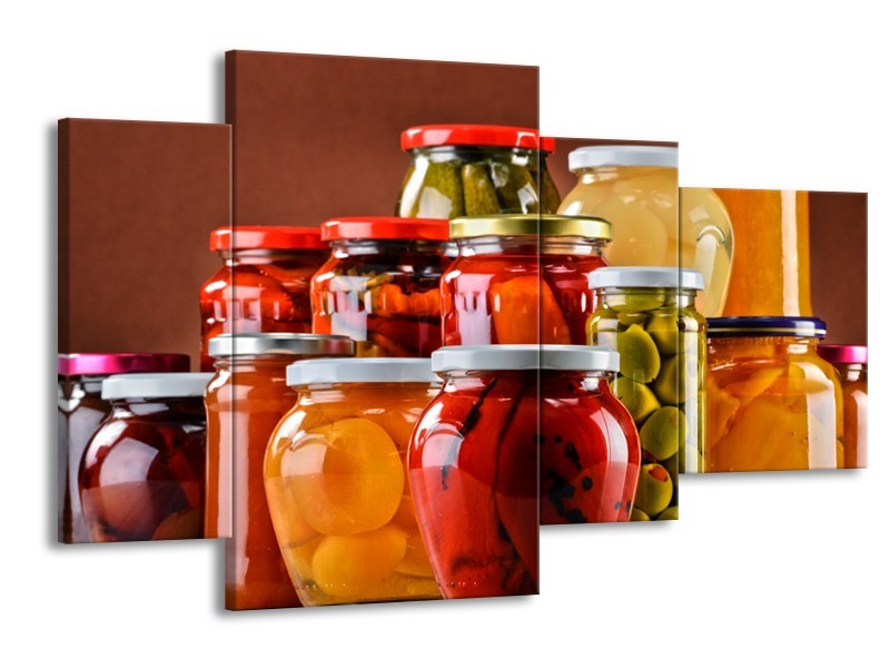 Glasschilderij Keuken | Rood, Oranje, Geel | 120x75cm 4Luik