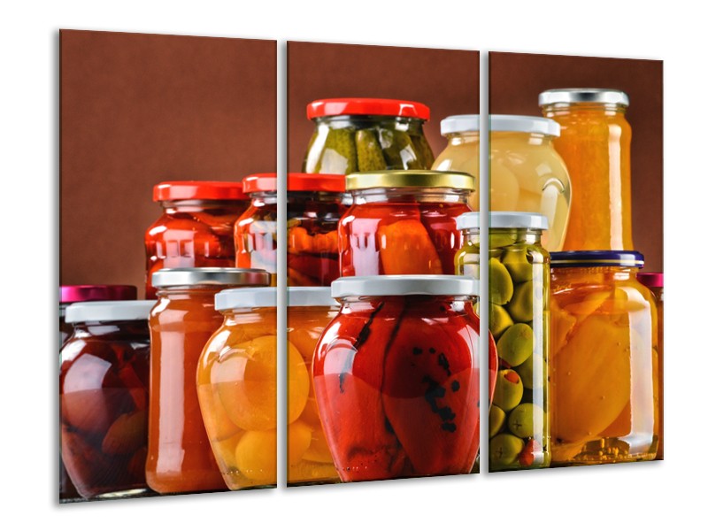 Glasschilderij Keuken | Rood, Oranje, Geel | 120x80cm 3Luik