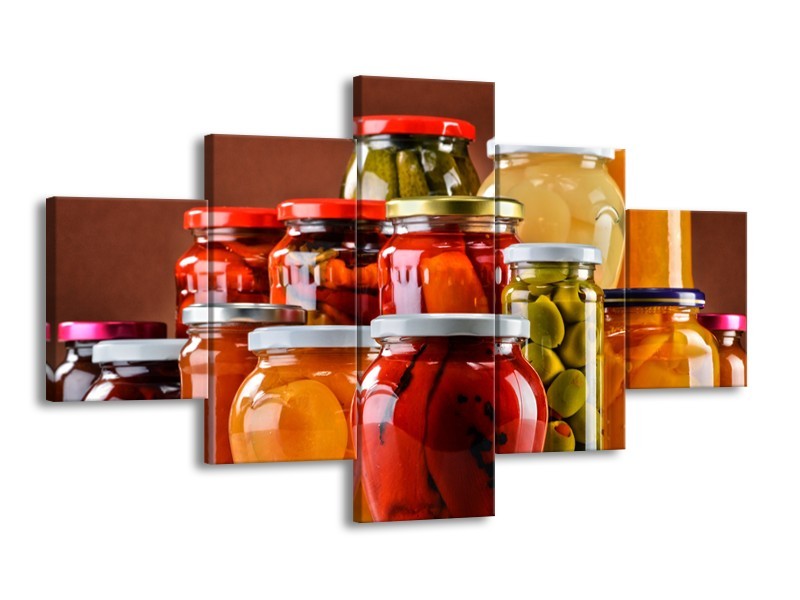 Glasschilderij Keuken | Rood, Oranje, Geel | 125x70cm 5Luik