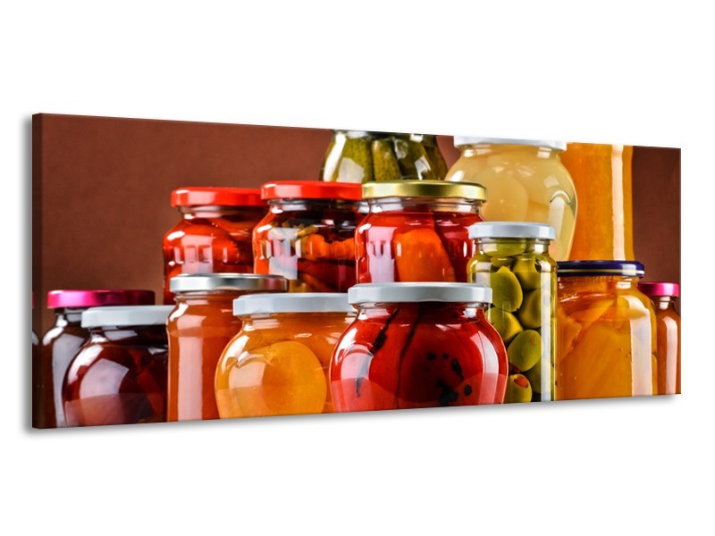 Glasschilderij Keuken | Rood, Oranje, Geel | 145x58cm 1Luik
