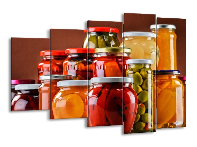Glasschilderij Keuken | Rood, Oranje, Geel | 150x100cm 5Luik