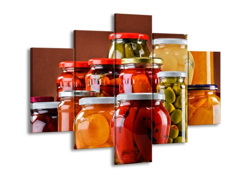 Glasschilderij Keuken | Rood, Oranje, Geel | 150x105cm 5Luik