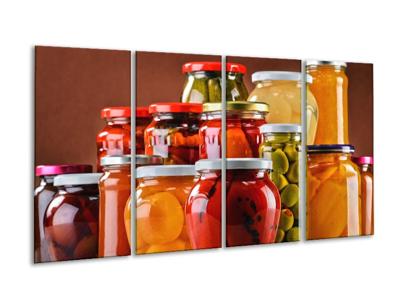 Glasschilderij Keuken | Rood, Oranje, Geel | 160x80cm 4Luik