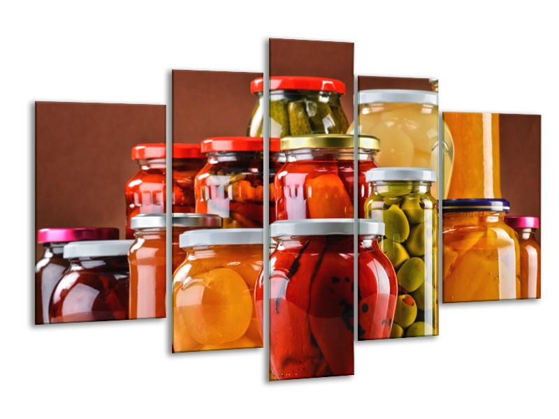 Glasschilderij Keuken | Rood, Oranje, Geel | 170x100cm 5Luik