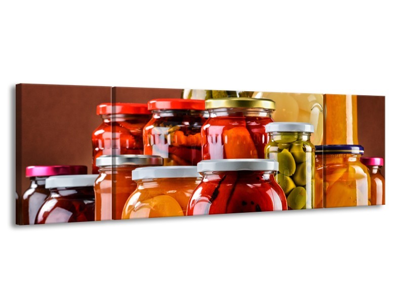 Canvas Schilderij Keuken | Rood, Oranje, Geel | 170x50cm 3Luik