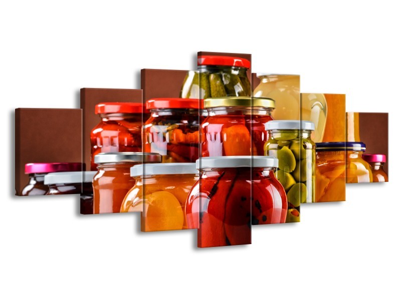 Glasschilderij Keuken | Rood, Oranje, Geel | 210x100cm 7Luik