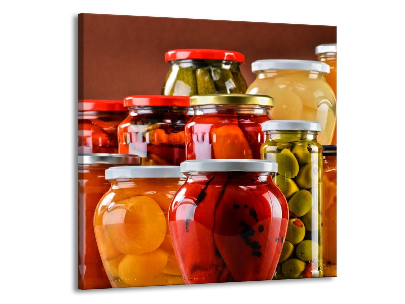 Glasschilderij Keuken | Rood, Oranje, Geel | 50x50cm 1Luik