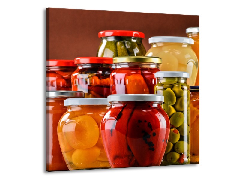 Glasschilderij Keuken | Rood, Oranje, Geel | 70x70cm 1Luik