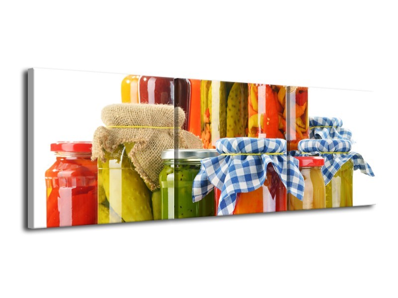 Glasschilderij Keuken, Groenten | Wit, Rood, Groen | 120x40cm 3Luik