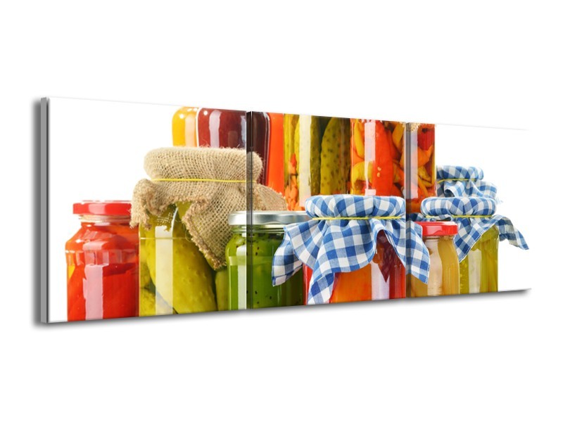 Glasschilderij Keuken, Groenten | Wit, Rood, Groen | 150x50cm 3Luik