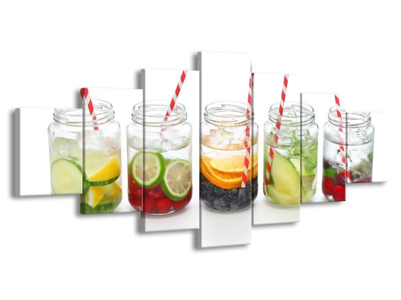 Glasschilderij Keuken, Drinken | Wit, Rood, Groen | 210x100cm 7Luik