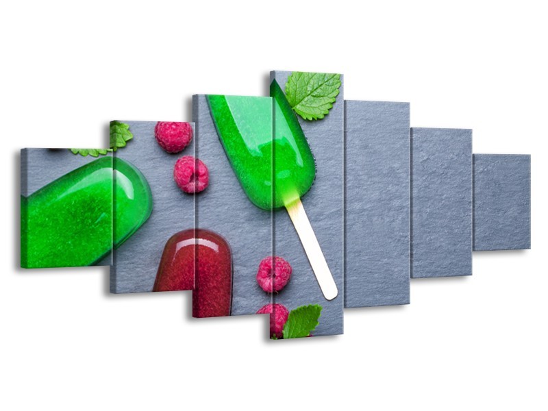 Glasschilderij Ijs, Fruit | Grijs, Rood, Groen | 210x100cm 7Luik