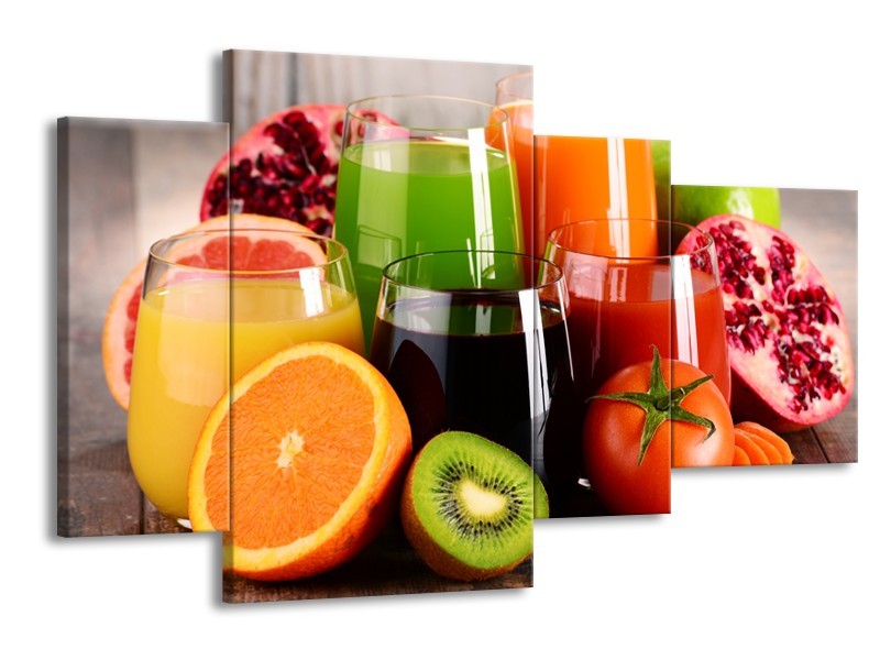 Glasschilderij Groenten, Fruit | Oranje, Geel, Groen | 120x75cm 4Luik