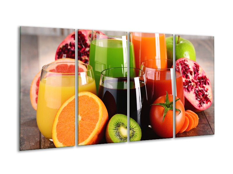 Glasschilderij Groenten, Fruit | Oranje, Geel, Groen | 160x80cm 4Luik