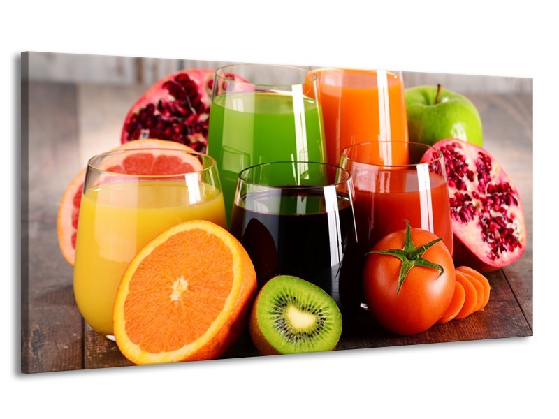 Canvas Schilderij Groenten, Fruit | Oranje, Geel, Groen | 170x90cm 1Luik