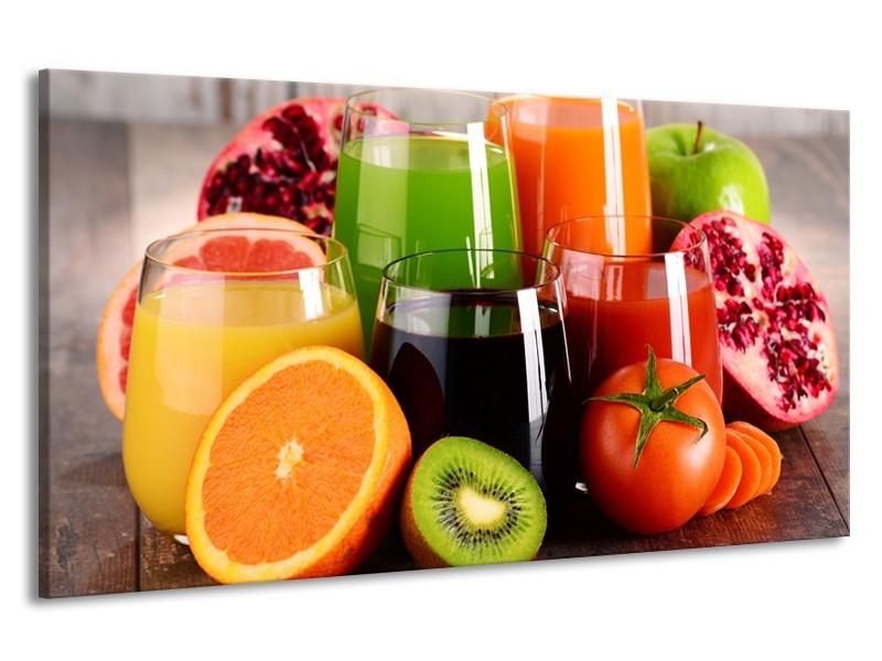 Canvas Schilderij Groenten, Fruit | Oranje, Geel, Groen | 190x100cm 1Luik
