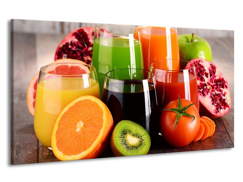 Canvas Schilderij Groenten, Fruit | Oranje, Geel, Groen | 190x100cm 1Luik